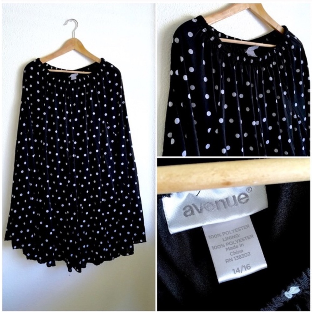Vintage polka dot midi twirly skirt xl 1x